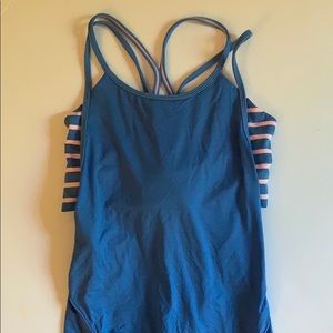 Blue ivivva tank with gorgeous back